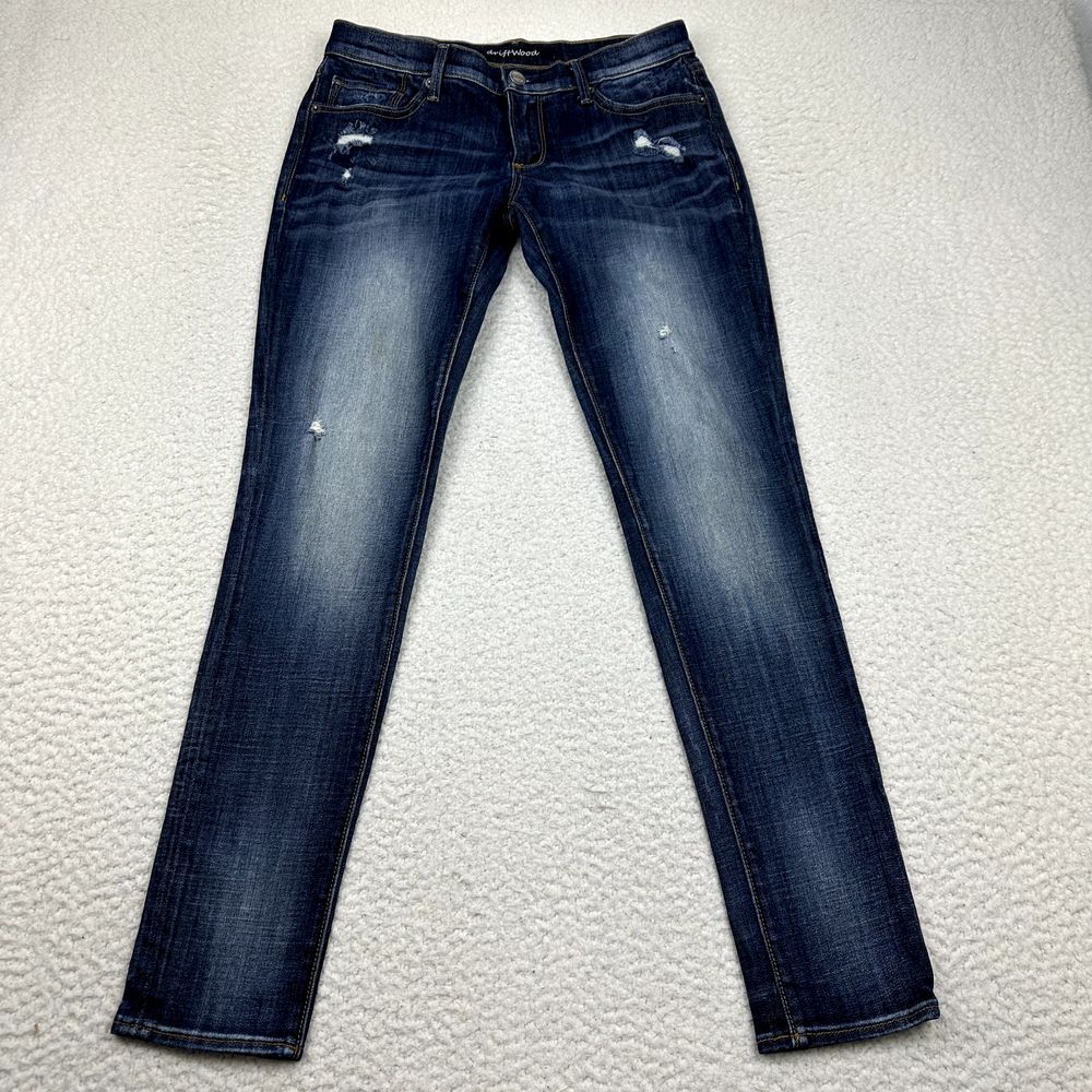 Driftwood‎ Distressed Skinny Jeans Women's 27 Dark Wash Stretch Denim Pockets